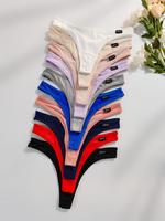 Womenswear Solid Color Comfort Patched Drop Waist Thong, Soft Minimalist Comfy Breathable Lady Knicker for Daily Wear, Wome...