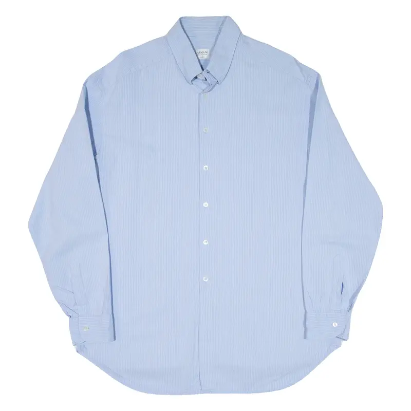 ARMANI COLLEZIONI Mens Shirt Blue Striped Long Sleeve L