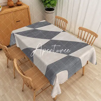 Aperturee Diamond Lattice Grey Rectangle Tablecloth For Home, 52 x 70 inch, 30.82 USD, rectangle tablecloths, ZJY05000-A