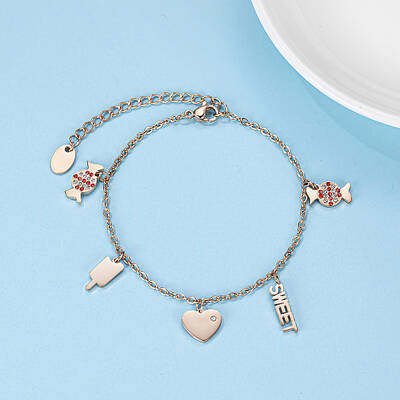 Elegant Stainless Steel Cable Chain Charm Bracelets