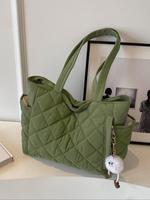 Women's Solid Quilted Tote Bag, Fashionable Large Capacity Shoulder Everyday Bags for Daily Commute, Quilted Purse, Casual Tr...