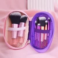 Travel-ready Makeup Brush Set, 10pcs/set Pink Mini Makeup Brush Set with 1 Count Storage Bag, Short Handle Multifunctional Ma...
