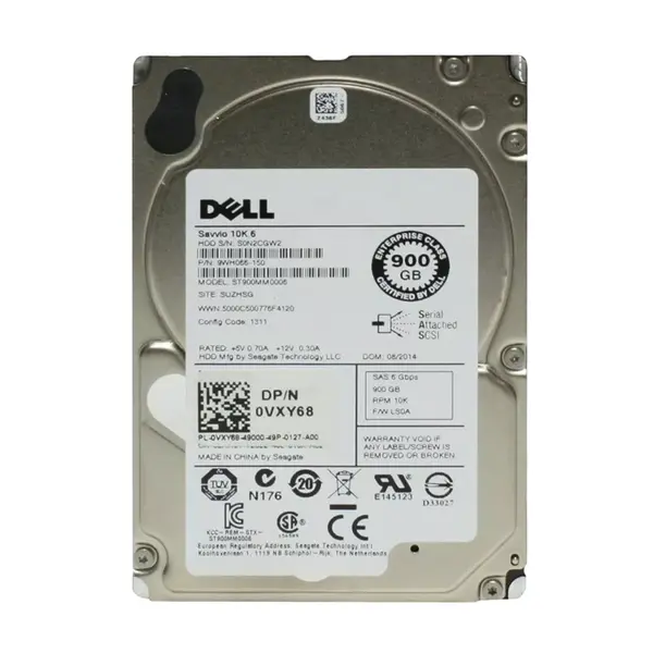 VXY68 Dell 900GB 6Gb/s SAS 10000 2.5-inch 64MB Hard Drive
