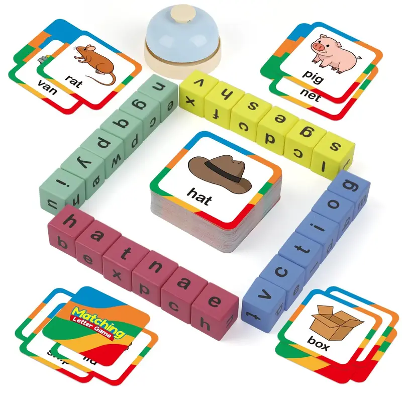 Wood puzzle,Word Race Cube Game, Phonics Matching Games for Kids, Wooden Alphabet Letter Blocks, educational Toy Gift for Kid...