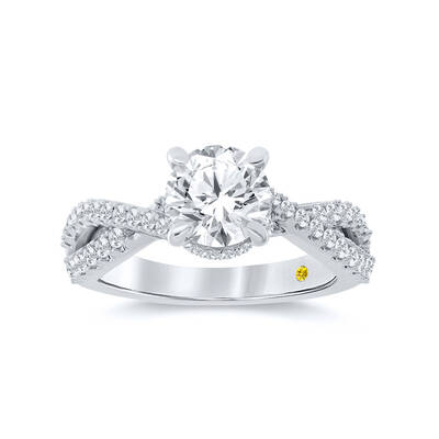 Zora Twisted Pavé Shank Round Lab Grown Diamond Engagement Ring | White Gold 1 1/2 - 4 1/2 CT. TW.