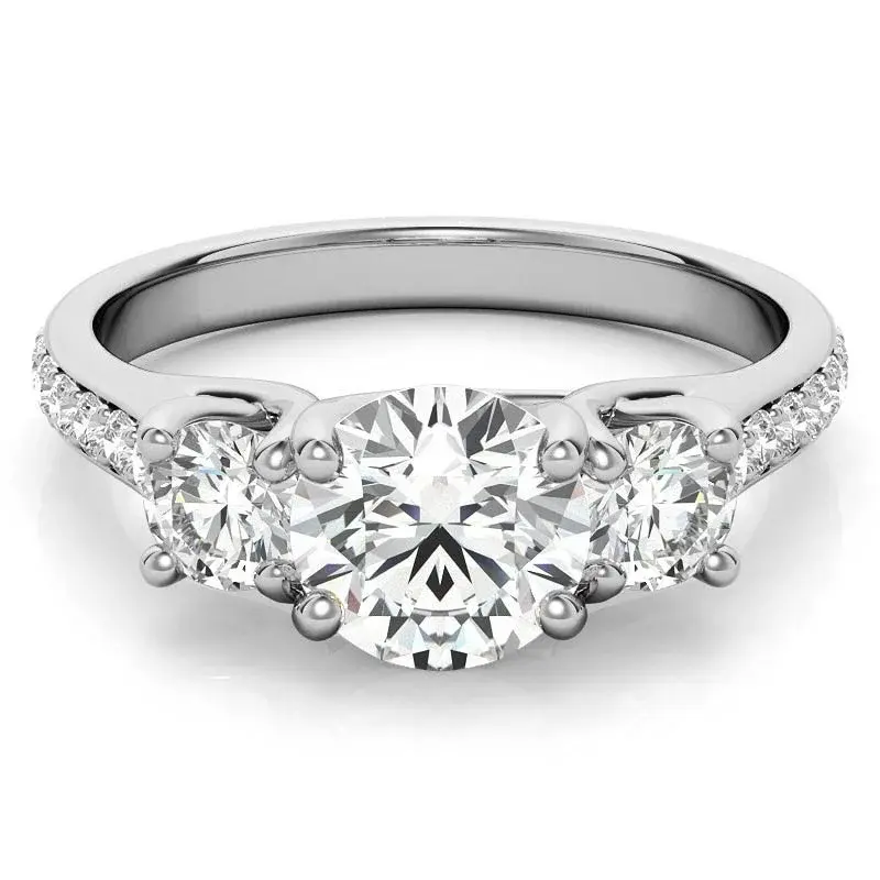 10K White Gold Round Cut Moissanite Engagement Ring