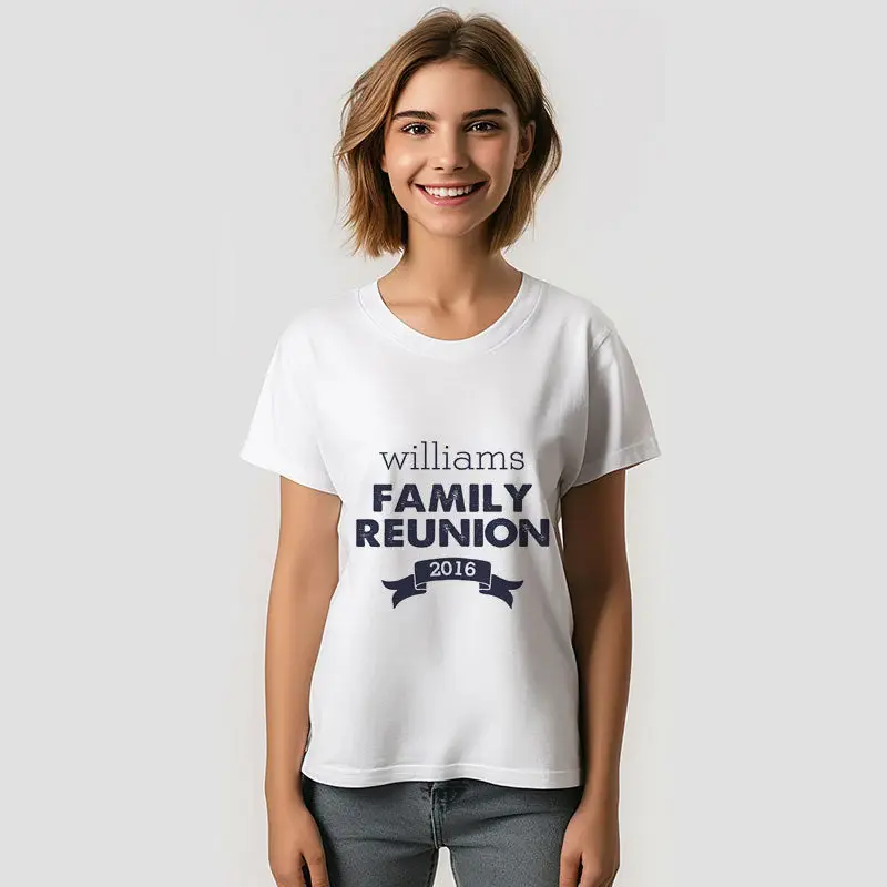Navy White Family Reunion TShirt Gift with Name