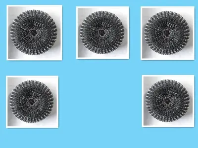 Kitchen Soap Dispensing Palm Brush Cleaner Push-type Brush Kitchen Detergent Tools | style: Steel ball 5pcs