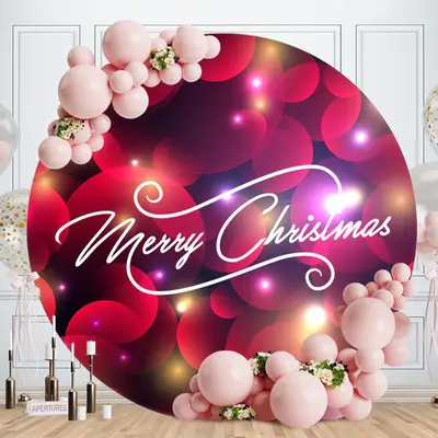 Red Bokeh Light Round Merry Christmas Backdrop - Aperturee