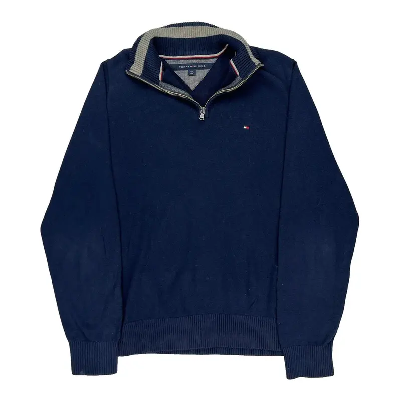Tommy Hilfiger 1/4 Zip - Large Navy Cotton