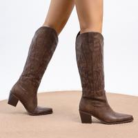 Cowboy Boots for Women - Wide Calf Cowgirl Knee High Boots with Side Zip and Embroidery, Pointed Toe Western Outfit Boots Chu...