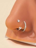 16g Surgical Steel Cz Cube Nose Ring Jewelry, U-pivot Ear Cartilage Stud Jewelry for Women & Men, Trendy All-match & Exquisit...