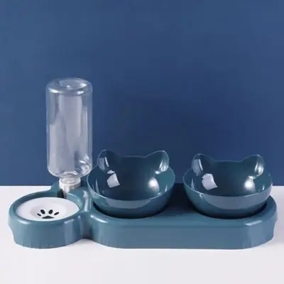 Automatic Pet Feeder, 1 Count Double Bowl Cat Food Bowl, Cat Feeding Water Dispenser, Dogs & Cats Supplies, Dog Bowl Pet Prod...