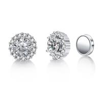 HELLOICE Moissanite Stud Earrings Halo Round Earrings Non Pierced Synthetic Moissanite Non-Piercing Jewelry Gift for Men Wome...