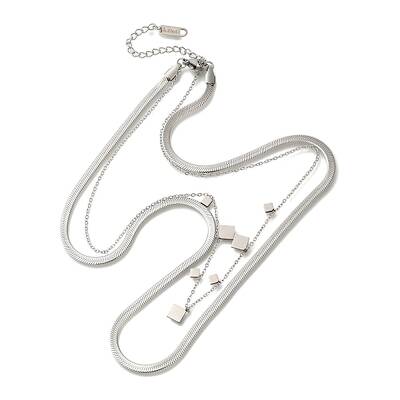201 Stainless Steel Double Layer Snake Chain Necklaces