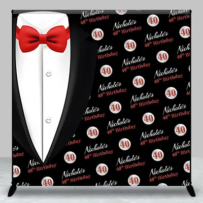 Black Men Suit Custom 40th Birthday Theme Backdrop - Aperturee