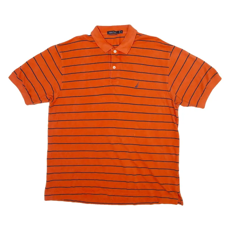 NAUTICA Mens Polo Shirt Orange Striped XL
