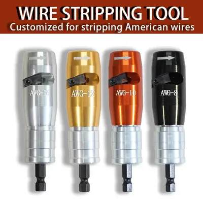 5-Gen Fast Wire Stripper for Quick Stripping of AWG Wires - Electrician Tools, Aluminium Alloy & Tungsten Steel, 4 Gauges