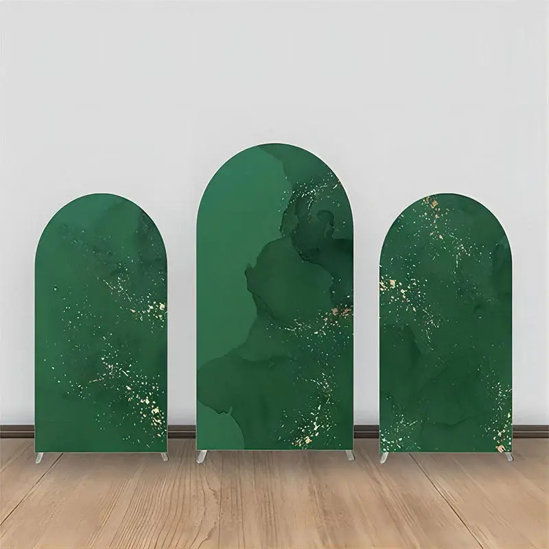 Dark Green Gold Marble Texture Arch Backdrop Kit - Aperturee