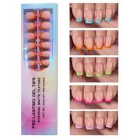 150 Pcs Short Square French Style Gel False Nails, Matte Finish French False Nails, Soft Gel Nails False Nail,These False Nai...