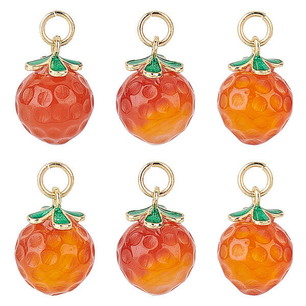 6Pcs Natural Agate Peach Charms