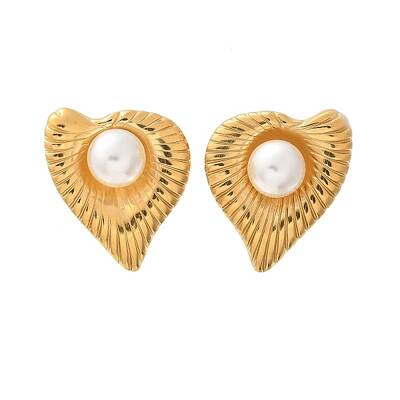 Heart 304 Stainless Steel Stud Earrings
