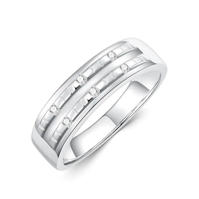 Sterling Silver Moissanite Engagement Ring for Men