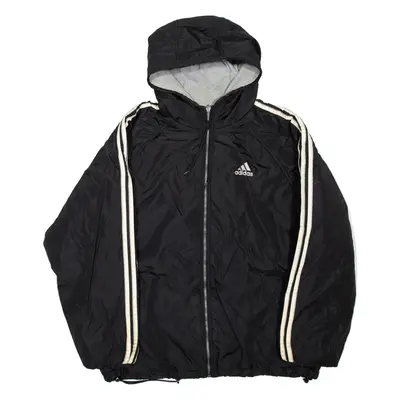 ADIDAS Mens Rain Jacket Black Nylon Hooded XL