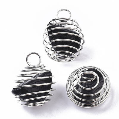 Iron Wrap-around Spiral Bead Cage Pendants
