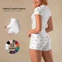 TimeOFF Women's 2-Piece Cherry Print Shaping Set | Breathable Quick-Dry Fabric, Supportive Sculpt Fit | Yoga Gym Activewear