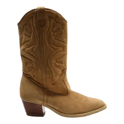 Cowboy Boots Beige Synthetic Womens UK 7.5