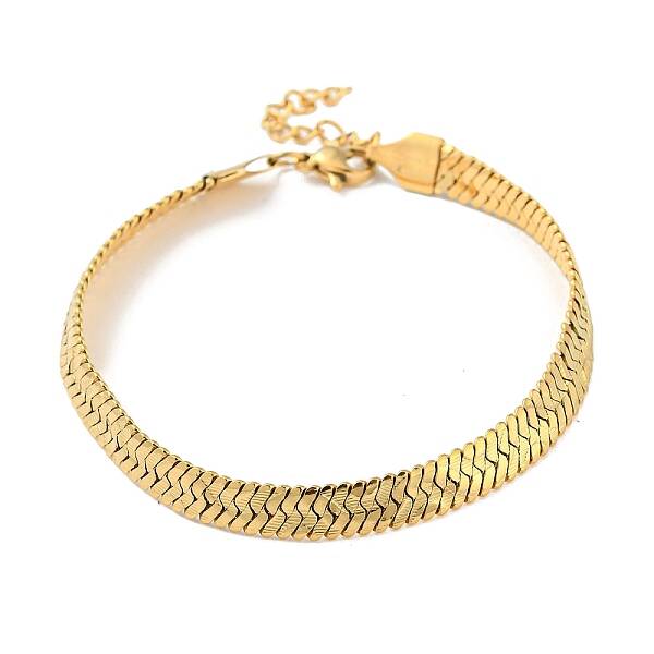 Ion Plating(IP) 304 Stainless Steel Herringbone Chain Bracelet