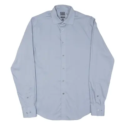 CALVIN KLEIN Slim Fit Mens Plain Shirt Blue Long Sleeve S