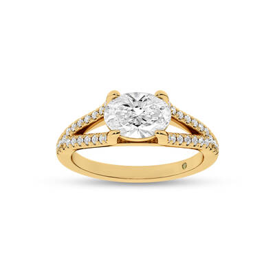 Delhi Split Shank Oval Lab Grown Diamond Engagement Ring | 18K Yellow Gold 2 3/4 CT. TW.