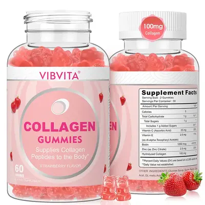 【New】VIBVITA Hydrolyzed Collagen Peptides Supplement-Collagen Gummies with Vitamin C,Zinc and Biotin, Nature Made for Hea...