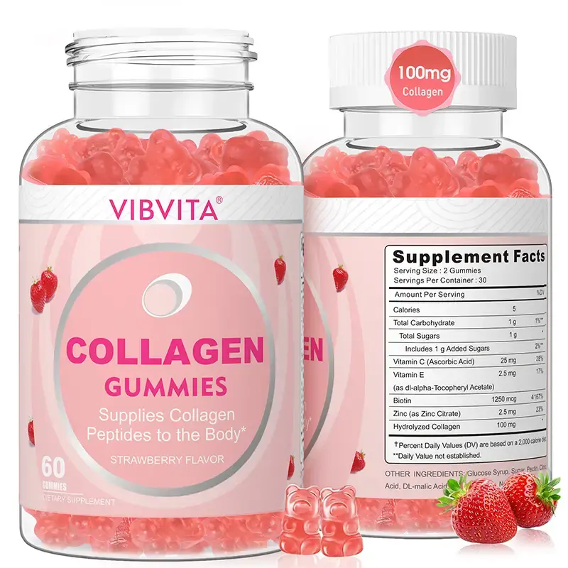 【New】VIBVITA Hydrolyzed Collagen Peptides Supplement-Collagen Gummies with Vitamin C,Zinc and Biotin, Nature Made for Hea...