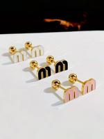 Fashion Letter M Design Stud Earrings, Stainless Steel Jewelry for Party, Daily Clothing Decor, Trendy All-match & Exquisite ...