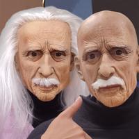 PATYGR Realistic Full Head Latex Mask for Men Old Man Costume with Beard Halloween Cosplay Carnival Masquerade Party Props He...