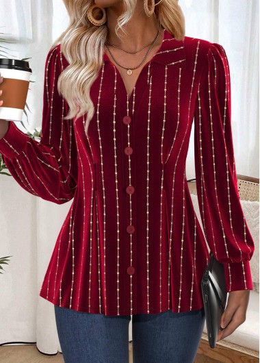 Modlily Wine Red Tummy Coverage Long Sleeve Shirt - L