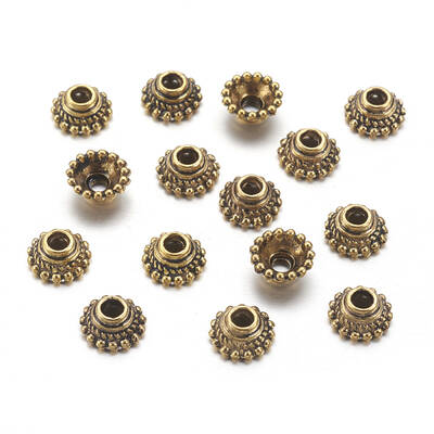 Apetalous Tibetan Style Alloy Flower Bead Caps
