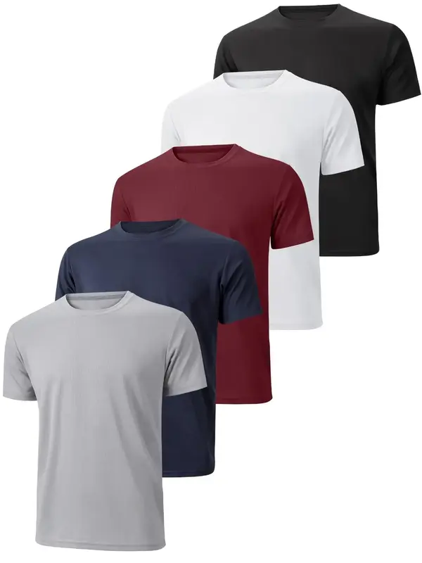 Men's Plain Short Sleeve Sports Tee, Sporty Quick Drying Breathable Sweat-absorbent T-shirt, Soccer Jersey, Men's Sportswear ...