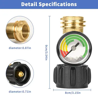 Propane Tank Gauge Level Indicator with Leak Detector Propane Gas Gauge for 5-40lbs LP Tanks, Grill, Heater, RV Camper, QCC1/...