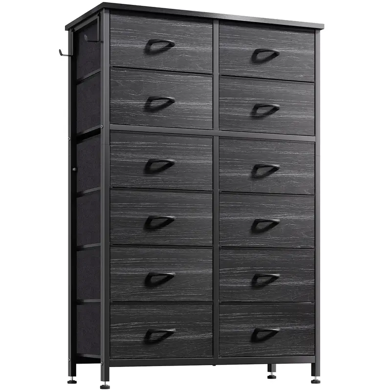 AOWOS 12 Drawer Dresser, Tall Fabric Dresser & Chest of Drawers for Bedroom, Closet Organizer Living Room with Wooden Top and...