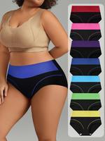 HOTCOM Women's Colorblock High Waist Panty, Breathable Comfortable Knicker for Daily Wear, Underwear for All Seasons