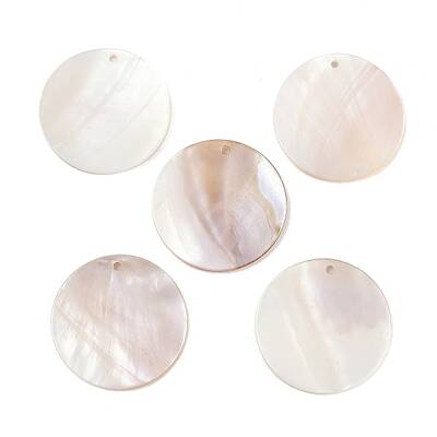 Flat Round Freshwater Shell Pendants