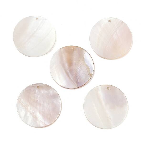 Flat Round Freshwater Shell Pendants
