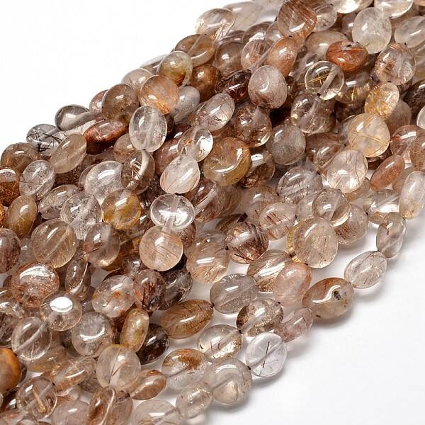 Natural Rutilated Quartz Gemstone Nuggets Bead Strands
