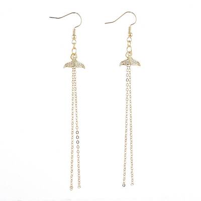 Whale Tail Brass Dangle Earrings
