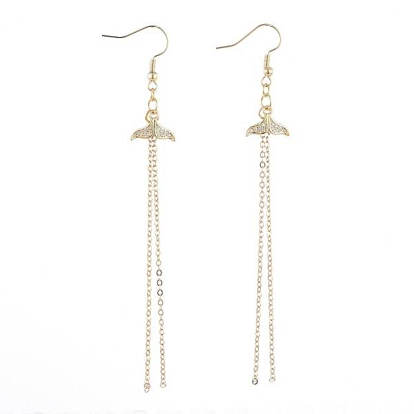 Whale Tail Brass Dangle Earrings