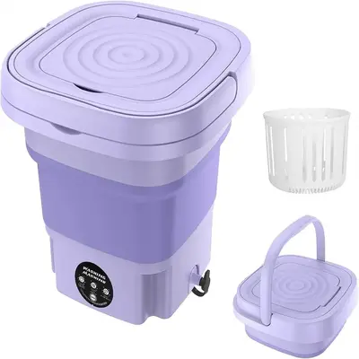 Mini 8L Folding Washing Machine, Small Portable Semi-automatic Cleaning Machine for Underwear & Socks, Perfect for Holiday Gi...